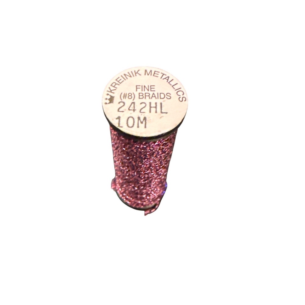 Kreinik Fine #8 Braid 10M 242HL Pink magenta sunset High Luster Metallic Thread